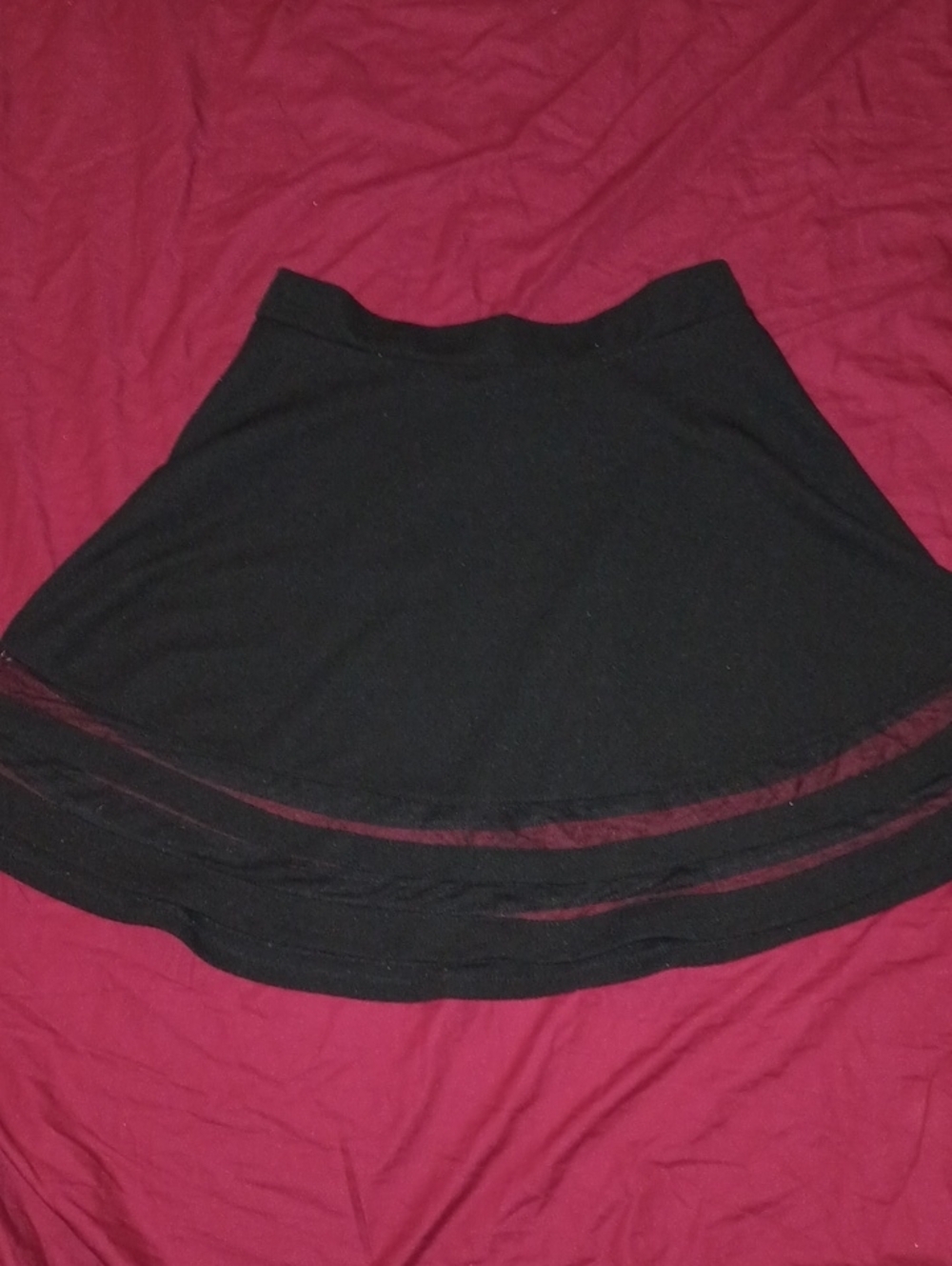 Monteau Black A-Line Skirt with Sheer Bottom Details Woman's Size L Flattering